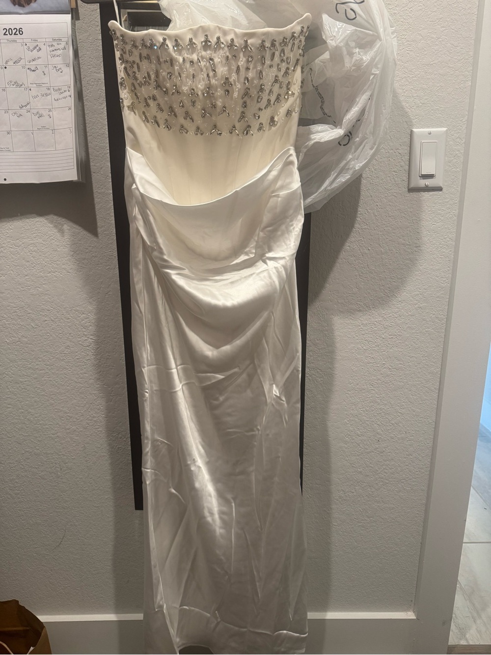 Aurore Crystal Embellished Maxi Dress  Strapless white Embellished Maxi Dress